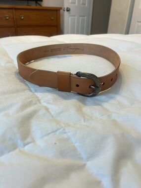 EMERGERE | Tan Leather Belt with Distressed Metal Buckle